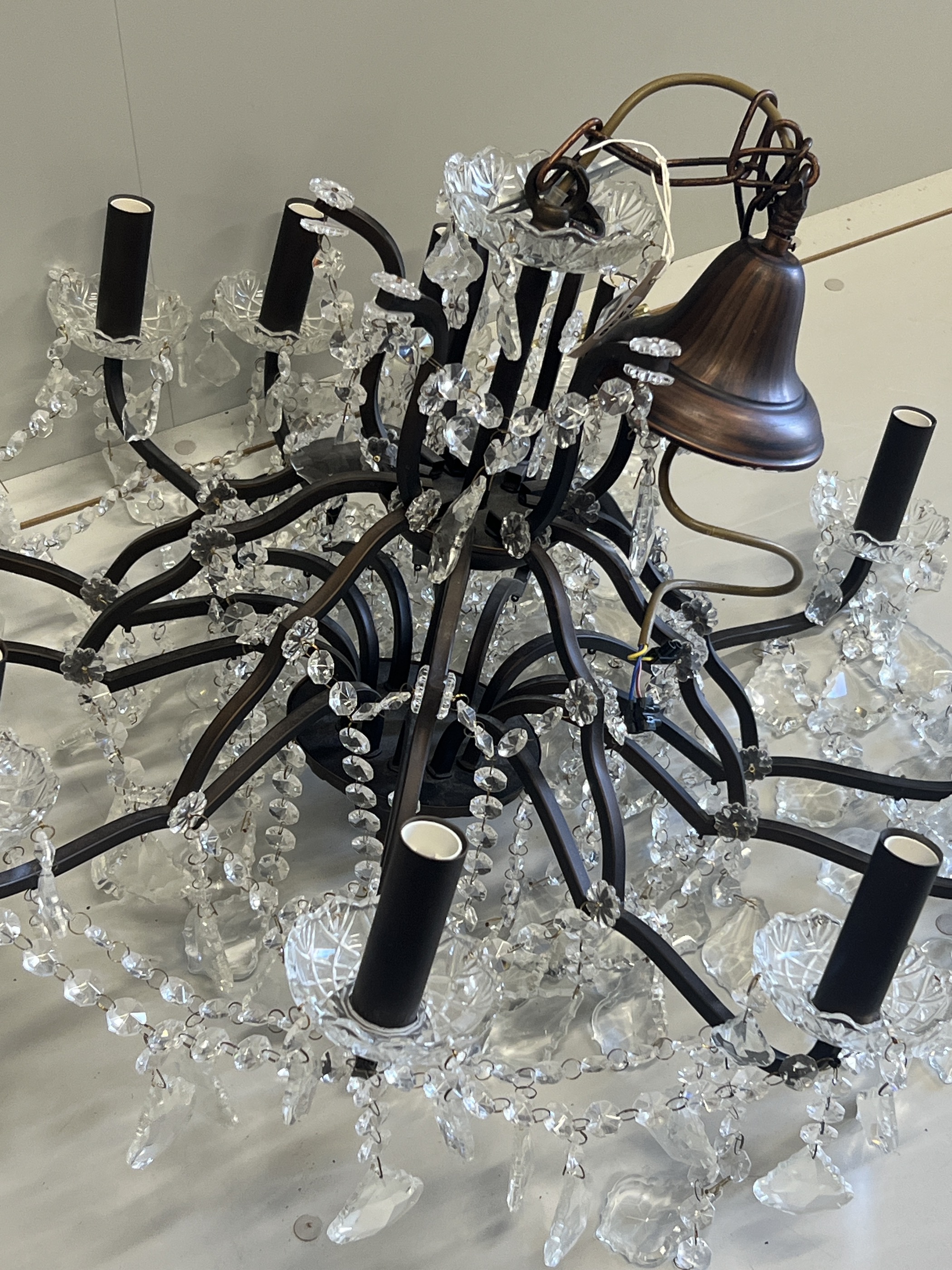 A twelve branch cut glass electrolier, diameter 84cm